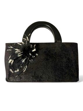 Michael Murrillo Handcrafted Black Handbag with Wooden Handles